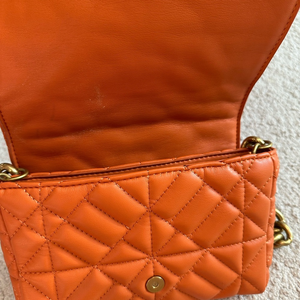 Zara Tangerine Quilted Shoulder Bag with Gold Chain - Picture 5 of 7